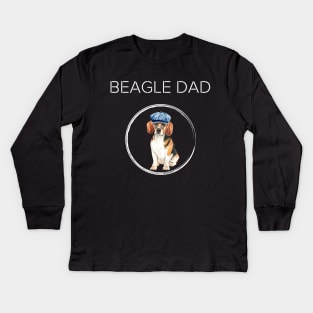 Funny Beagle Dog Dad with Hat and Sunglases Kids Long Sleeve T-Shirt